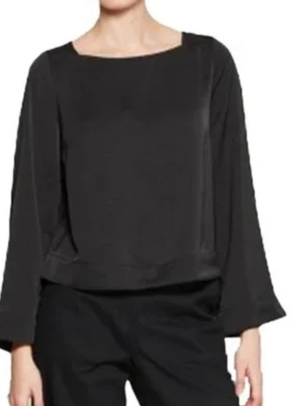 Prologue Black Boatneck Long-Sleeve Top Size Small